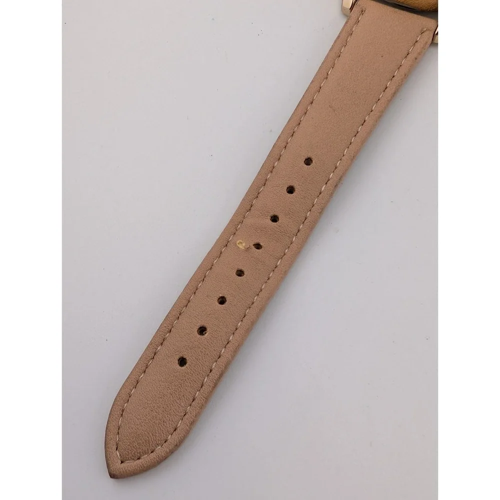 Kessaris Women's Watch 38mm Case Rhinestones Beige Band- New Battery